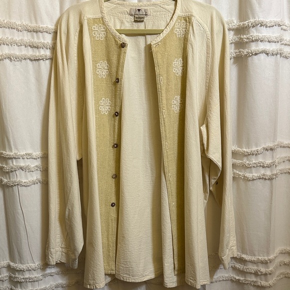 Alejandrojvlian Nunez Cream Embroidered Button-Up Cardigan size L 100% Algodon - Picture 1 of 10